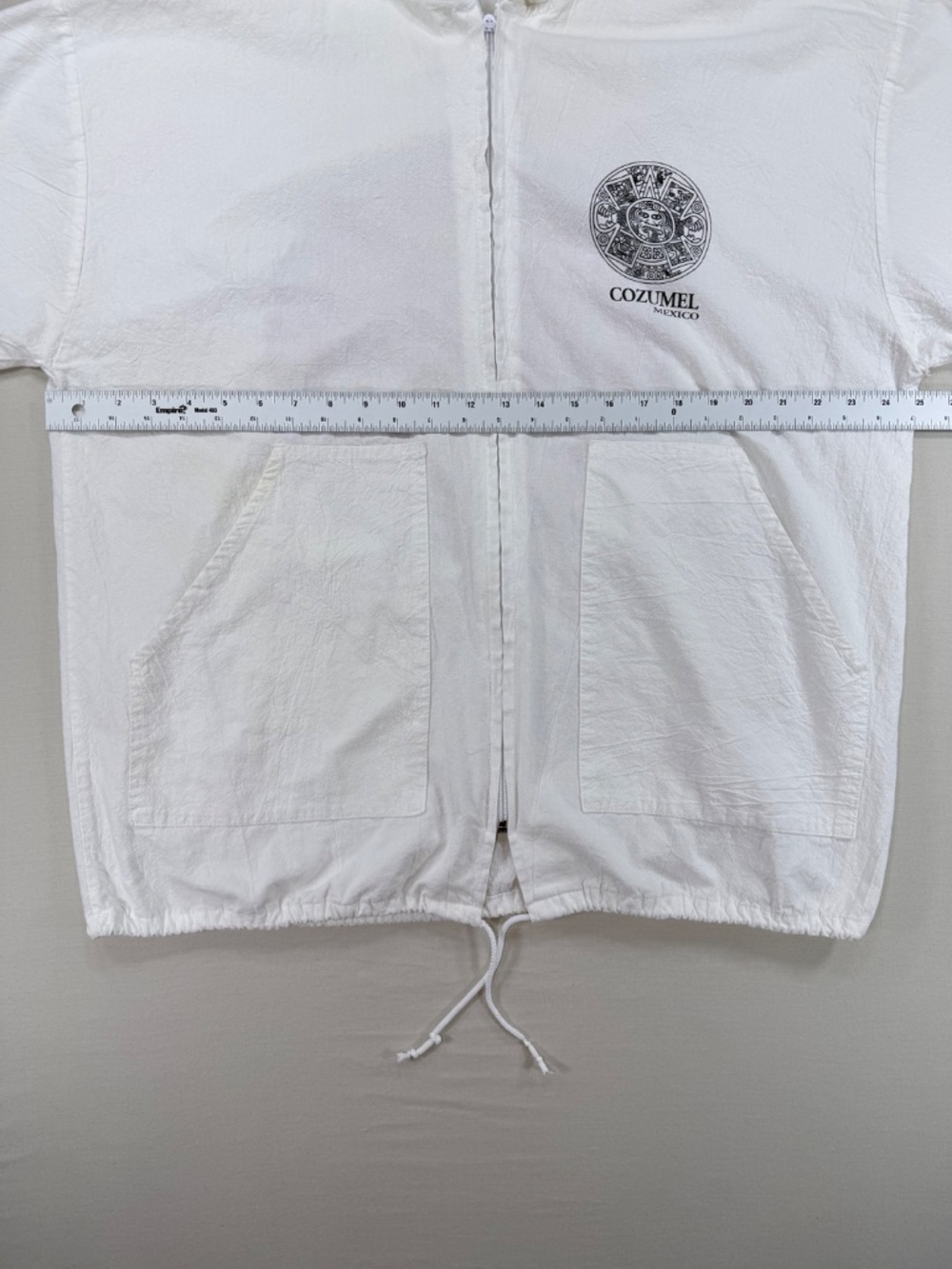 Chac Mool Vintage 90s Cozumel Mexico Graphic Zip Up Hoodie White XL EUC - Picture 3 of 8